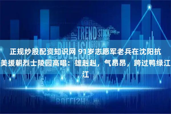 正规炒股配资知识网 91岁志愿军老兵在沈阳抗美援朝烈士陵园高唱：雄赳赳，气昂昂，跨过鸭绿江